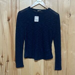 NWT Intimately Free People Ribbed Navy‎ Long Sleeve Top Size S